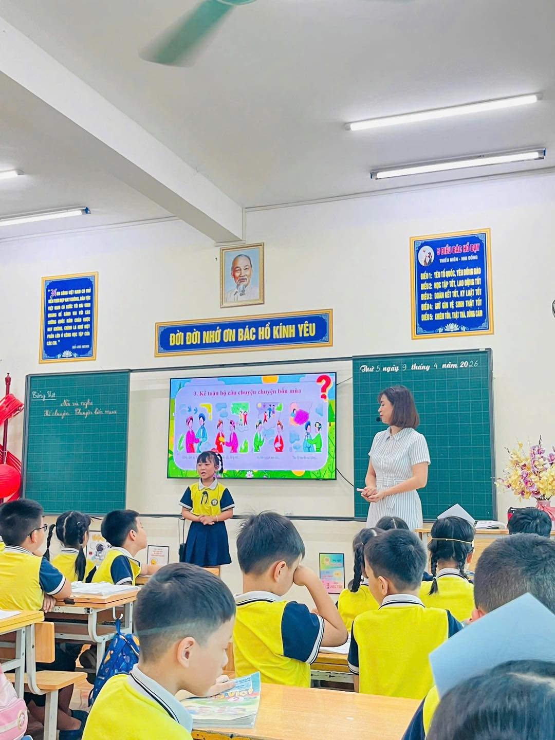 TIẾT Tiếng Việt: Nói và nghe – Kể chuyện: Chuyện bốn mùa Sáng hôm nay, lớp 2C đã có một tiết học thật đặc biệt, tràn đầy niềm vui cùng cô giáo Phạm Khánh Linh